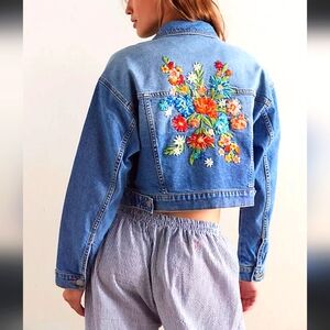 NWT Le Bouquet Cropped Denim Jacket by Driftwood size Medium